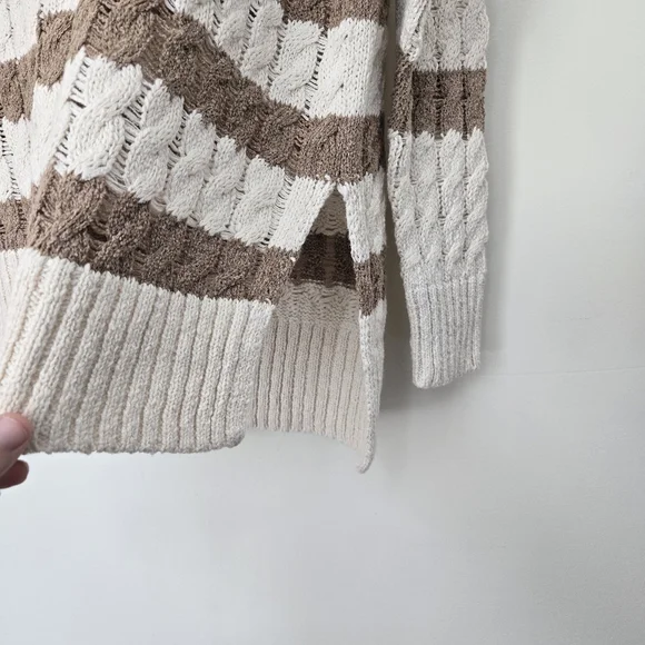 NEW Pilcro Anthropologie Longline Side Slit Knit Striped Sweater - Picture 5 of 7